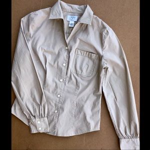 LOFT Ann Taylor Size 6 Tan button up dress blouse